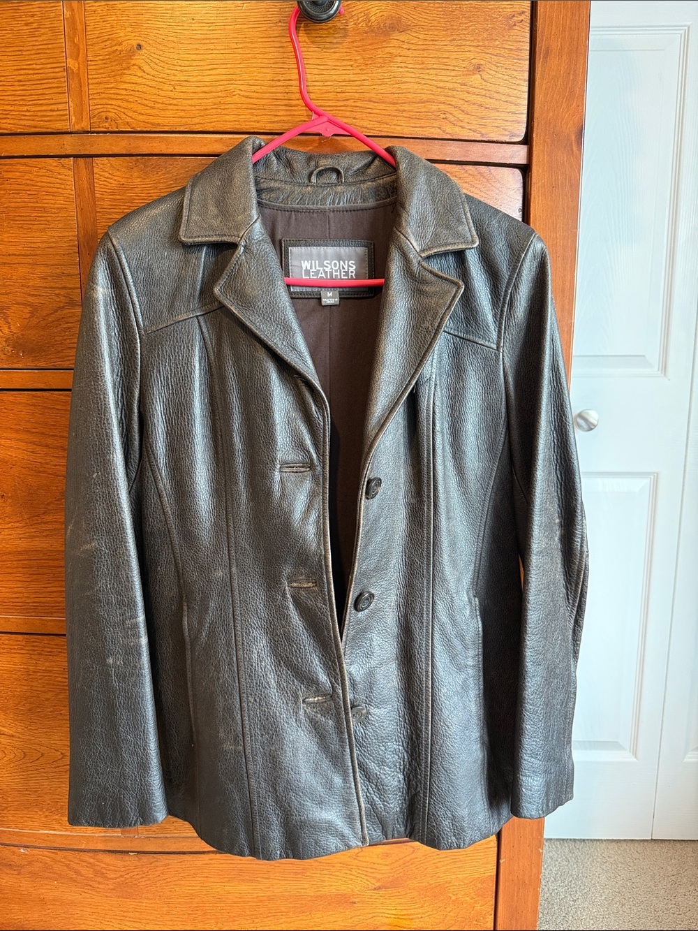 Wilsons Leather Brown Leather Button-Front Jacket